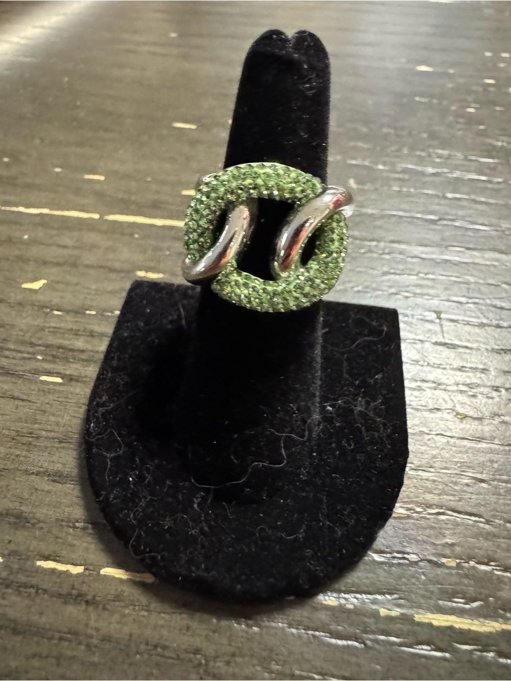Henri bendel Green Crystal Link Statement Ring